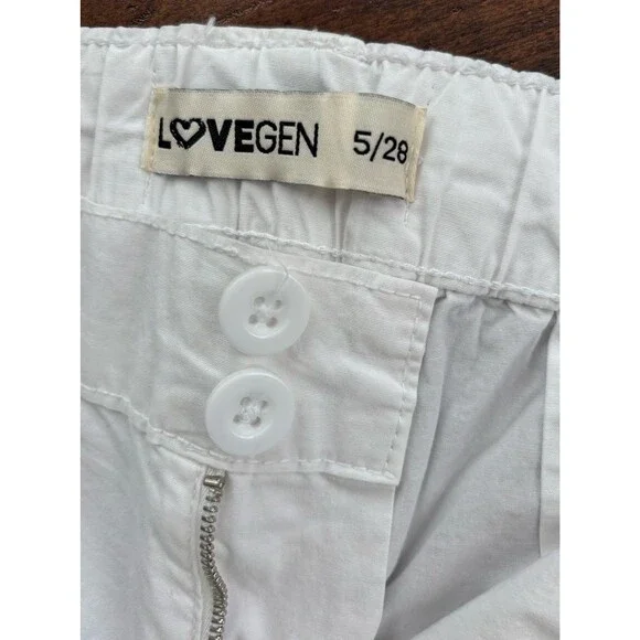 Generation Love Women’s White Double Button Parachute Pants Size 5/28‎ NEW